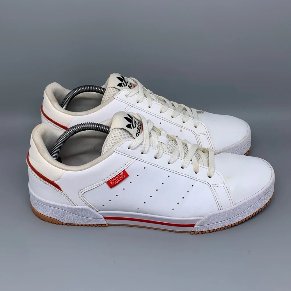 Adidas Originals Court Tourino‎ White Red Shoes GX4378 Men’s Sz 10.5
